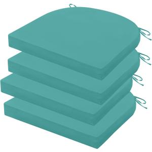 Outdoor Chair Cushions Set of 4, 17 x 16 Inch Patio Chair Cushions for Outdoor Furniture, Water Resistant Outdoor Patio Chair Cushions with Non-Slip Ties(Teal)