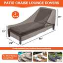 3 Pack Patio Chaise Lounge Cover Waterproof, Heavy Duty 600D Outdoor Lounge Chair Covers, UV Resistant & Anti-Fading, 80"L x 30"W x 28"H, High-Tension Adjustable Drawcord Hem for Fit & Storage Bags