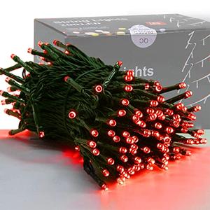 HOME LIGHTING 66ft Valentines Decorative Mini Lights, 200 LED Green Wire Christmas Fairy String Lights Plug in, 8 Lighting Modes, Waterproof for Indoor Outdoor Tree Wedding Party Decoration (Red)