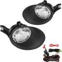 A ABIGAIL Driving Fog Lights Lamps Replacement for 2002-2008 Dodge Ram 1500/2500/3500 Pickup Truck 9006 12V 55W Halogen Bulbs & Wiring harness Kit & Black Bezel
