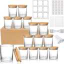MADLYN RHUE 15 Pack Candle Jars, 6oz Empty Glass Jars for Candle Making, Bamboo Lids Included