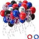 Renjiro Red and Blue Balloons,11pcs 12 Inch Black Red Blue Confetti Silver Latex Balloons for Man Boys Kids Baby Shower Birthday Graduation Party Decorations