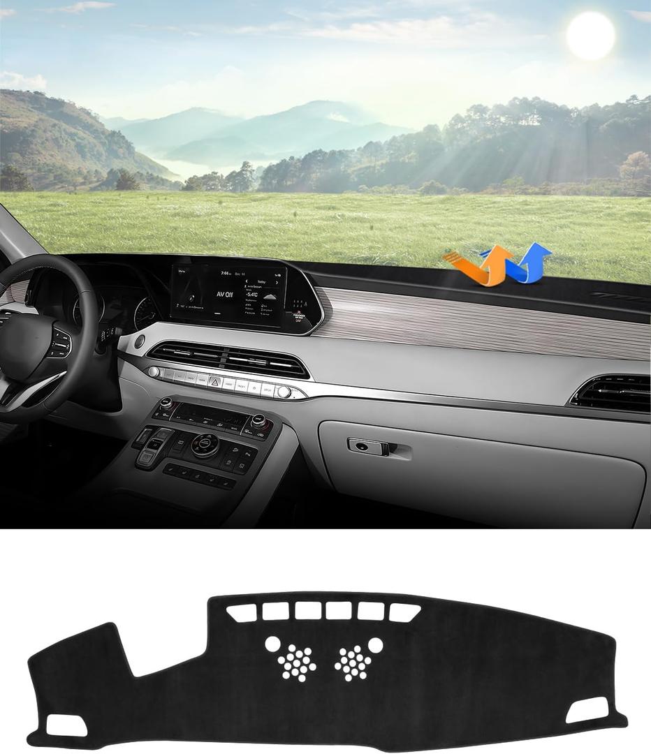 Autorder Dashboard Cover Mat for Hyundai Palisade 2020-2025 Accessories Dash Cover Mat Flannel Sunshade Glare UV Rays Protector (with Hud)
