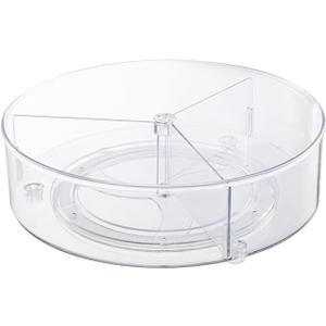 Roninkier Clear Lazy-Susan Organizer with 3-Dividers - 11 Inch Divided Turntable Organizer for Cabinet, Pantry, Kitchen, Fridge, Countertop, Bathroom, Vanity