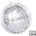 12inch Disco Ball Mirror Balls Large Hanging Disco Balls for Party Decorations, Weddings, Events, (12inch Disco Ball x 1pc, Replacement Mirror x 15pcs)