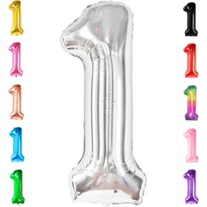 KatchOn, Giant Silver 1 Balloon Number - 40 Inch | 1 Balloon for 1st Birthday Decorations | Silver One Balloon For Happy Anniversary Decorations | One balloons for 1st birthday