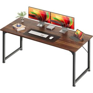 Huuger Computer Desk, 54 Inch Office Desk, Gaming Desk with Storage, Writing Desk Work Desk for Home Office, Study, Modern Simple Desk, Large Legroom, Metal Frame, Walnut