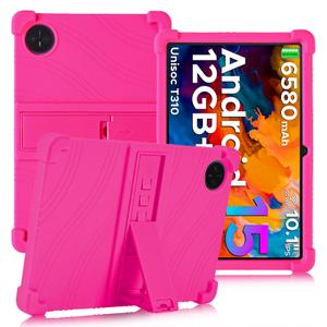 ATOOZ for DOOGEE Tab A9 Case 10.1 Inch 2025,Soft Silicone Kids Case for DOOGEE Tab A9 Pro 10.1 Tablet with PC Stand (Rose Red)
