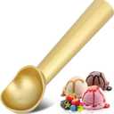 Ice Cream Scoop,7 inches Nonstick Anti-Freeze One Piece Aluminum Scooper Spoon, Heavy Duty Durable Design, Easy Clean, for Gelato, Cookie Dough, Sorbet, Almond (Gold)