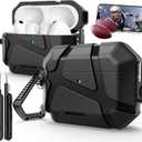 For AirPods Pro 3rd Case (2025 New),Secure Lock & Phone Stand Design Compatible with Airpods Pro 3 Generation Cover with Cleaner Kit-Balck