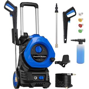 Electric Pressure Washer 4800PSIMax 2.9GPM Pressure Washer with 25 Ft Hose, 16.4 Ft Power Cord, Soap Tank Car Wash Machine Blue Ideal Cleaning for Pool, Car, Patio