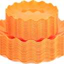 LIYH 50 Pcs Orange Scalloped Plastic Plates Heavy Duty Plates Reusable Unbreakable Plastic Plate for Party,Dishwasher Safe BPA Free (25Guests)