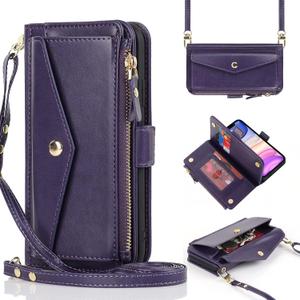 for iPhone 11 pro max Wallet case with Zipper Card Holders for Women,for iPhone 11 pro max Phone Cases Slots Crossbody Flip Folio Book Cover with Credit Card Holder Men case - Purple (for iphone 11 pro amx)