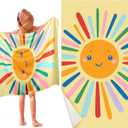HunnmingRe Kids Beach Towels Girls Boys Cute Beach Towel 50 x 30 Inch Microfiber Absorbent Dry Pool Bath Supplies for Party Gifts Swimming Camping Decoration(Colorful, Cute Sun)