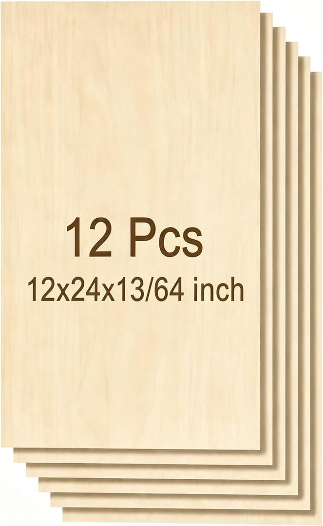ToCome 12 Pcs 5mm Basswood Sheets 12x24×13/64 Inch for Laser Cutting Crafts
Laser-grade basswood, double-sided sanded, low charring cutting, warp-resistant structure, smooth burr-free surface