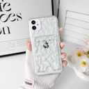NITITOP Compatible with iPhone 11 Case Clear with Card Holder Cute Floral Flower Leaves Design for Women Girls Slim TPU and Hard Back Bumper Wallet Shockproof Protective Cover - White