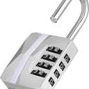 ZHEGE Locker Lock, 4 Digit Combination Lock [2023 Locker Trend] Gym Lock with White Code, Heavy Duty Combo Padlock Outdoor for Gate, Fence, Shed, Garage, School Locks (Silver, 1 Pack)