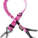 AUBELL Dog Seat Belt for Car,Updated 3-in-1 Adjustable Reflective Bungee Heavy Duty Dog Car Harness Tether with Clip Hook Latch & Buckle,Swivel Zinc Alloy Carabiner,Hotpink