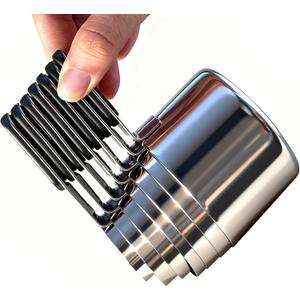 Magnetic Handles 7 Piece Stainless Steel Measuring Cups, Black, Kitchen Gadgets for Measure Liquid and Dry Ingredients, Cooking & Baking