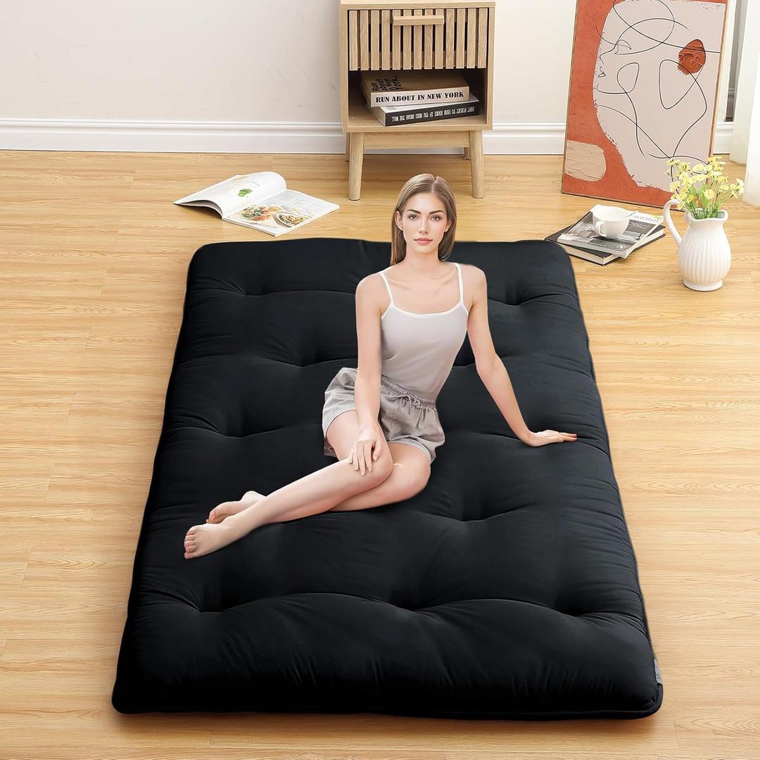 ROYGROW Japanese Floor Mattress for Adults Kids, Japanese Floor Bed Mattress Tatami Mat, Roll Up Mattress Portable Sleeping Pad for Dorm, Camping, Travel