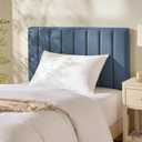 Hearth & Harbor Upholstered Twin Headboard - Easy Assemble Channel Stitched Headboard Twin Size - Wall Mounted Headboards with 3D Soundproof Wall Panels Peel & Stick Floating Headboards, Slate Blue