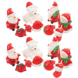 BESPORTBLE Christmas Doll Resin Figurines Set 18 Pcs Miniature Christmas Adornments Shatterproof Small Decorative Artware for Holiday Table and Home D Cor