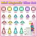 ORZbb Mini Magnetic Tiles Toddler Travel Essentials Set with Case, Magnetic Blocks Building Montessori Educational Learning Sensory Preschool Toys for 3+ Year Old Boys Girls Birthday Gifts