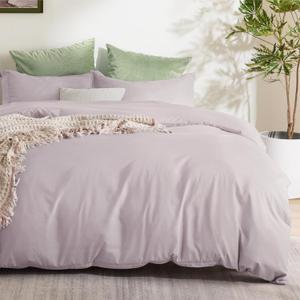 Bedsure Duvet Cover Full Size - Soft Double Brushed Bedding Set for Kids & Adults, Zipper Closure, 3 Pieces, Includes 1 Duvet Cover (80"x90") & 2 Pillow Shams, NO Comforter, Pink Mocha