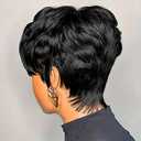 Pixie Cut Wig Human Hair for Black Women Short Pixie Cut Wigs Natural Looking 100% Real Human Hair Wigs Glueless Full Machine Made Wigs for Black Women (S-036 1B)