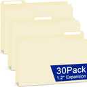 gisgfim 30 Pcs 11x17 Manila File Folders, 1/3 Cut Top Tabs, Large Classic Manila Folders Bulk, Assorted Positions, Manilla File Folder for Office School Business Home Construction Organization
