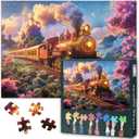 Steam Locomotive Ran Along The Railway Puzzles 1000 Pieces for Adults Fantasy Landscape Jigsaw Puzzles for Home Decor Difficult Challenge Puzzle as Gifts for Puzzle Lovers 27.5"X19.7"
