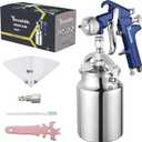 Siphon Feed Spray Gun for Piant with 1.8mm Nozzle, 1000cc Cup and 6pcs Paint Strainers for Cars & HousePainting Gun(Blue)