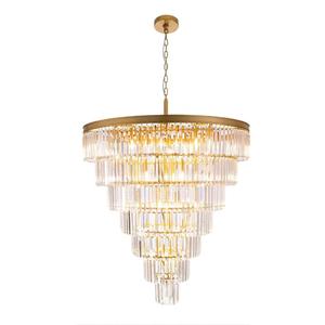 TOCHIC Large Crystal Chandelier for High Ceiling, 40-inch 7-Tier Modern Gold Crystal Chandeliers Lighting Fixture, Raindrop K9 Round Light for Entryway Staircase Foyer Living Bedroom Dining Room