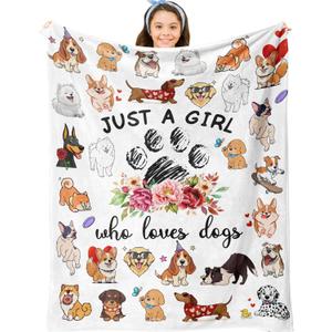 Jepufo Dog Blanket Gifts, Dogs Gifts for Girl, Just a Girl Who Loves Dogs Blanket, Best Gift Ideas for Dog-Lover Blankets 40"X50"