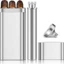 Stainless Steel Case with Removable Hip Flask, 2pcs Holder, Travel Cases, Cigars accessary, Christmas gift for Women Men (WB304-Metal)