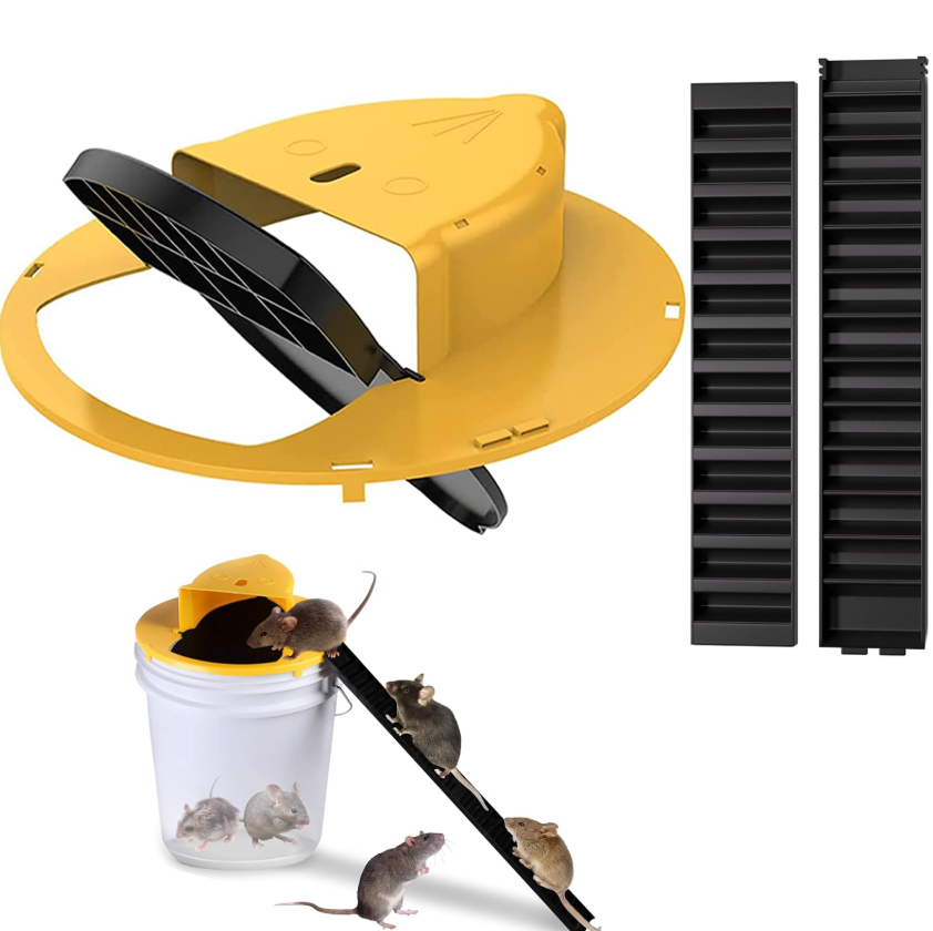 Bucket Lid Mouse Trap Metal 5 Gallon,Strong Metal Material that Cannot be Bitten, auto Reset, Repeat Catch, Indoor Outdoor, Reusable 5 Gallon Bucket Lid, (1Pack) (Yellow) (Yellow)