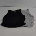 YIOIOIO Women's 2 Pieces Basic Seamless Tank Tops Sleeveless Crew Neck Workout Exercise Crop Camis L