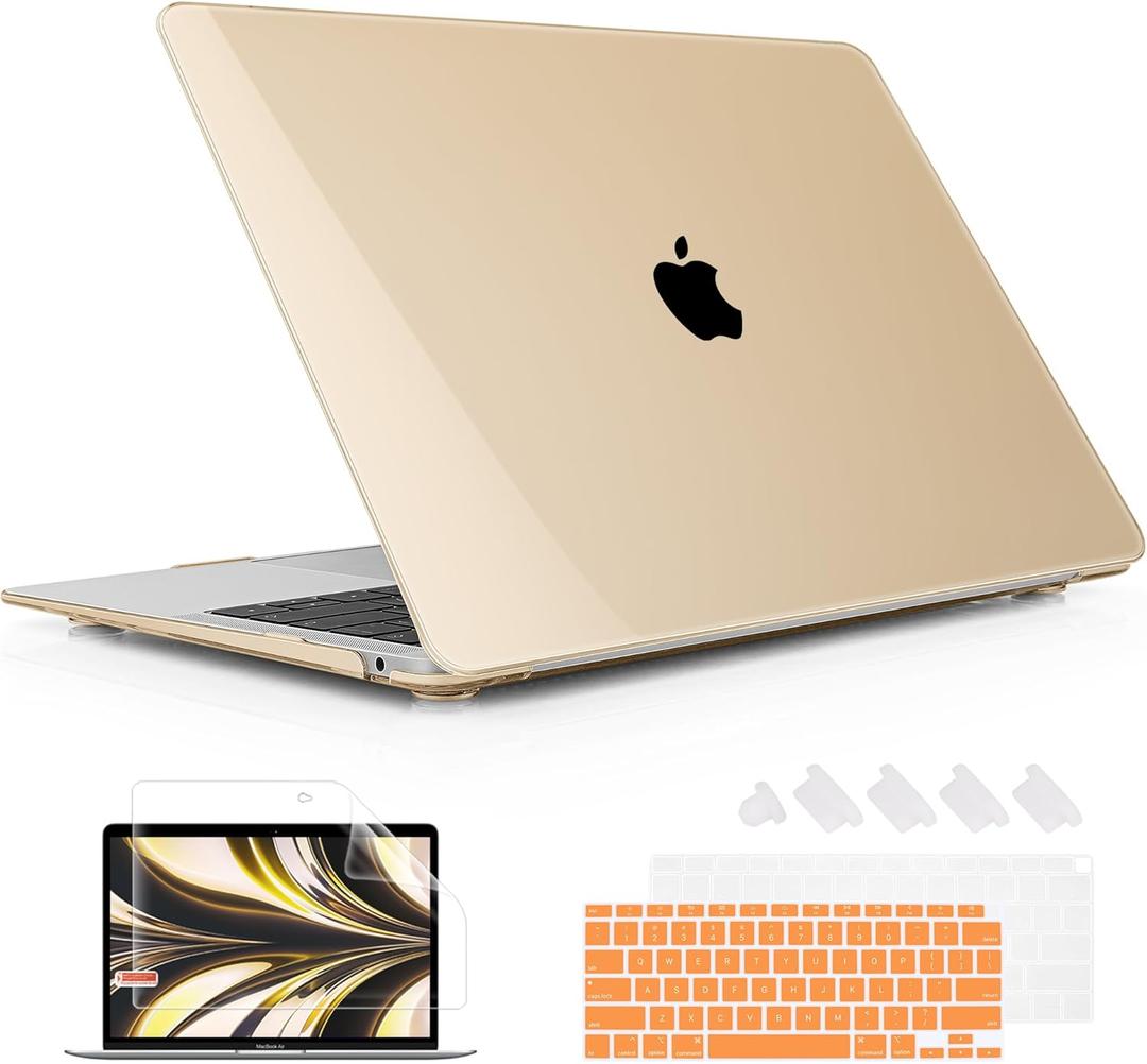 Mektron for MacBook Air 13 Inch Case 2022, 2021-2018 Release A2337 M1 A2179 A1932, Clear Plastic Hard Shell Cover with 13.3" Retina Display Touch ID, Clear Peach Fuzz