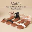 Katliu Women's Ankle Strap Flat Sandals One Band Dressy Sandals Square Open Toe Sandals for Summer with Back Zipper, Size 41