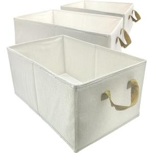 Pack of 3 Large Capacity Storage Bins Closet Organizer Sturdy Foldable Fabric Storage Boxes for Organizing Clothing,Sheets,Toys,Shelves Basket Storage Bin With Handles