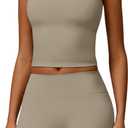 QBGJTD Two Piece Workout Sets For Women Tank Top Matching High Waist Booty Lifting Shorts Gym Yoga Active Wear Outfits (M)