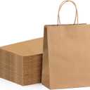 FACEBAG 100-Pack Brown Paper Bags with Handles, 8x4.25x10.5 Inch Kraft Gift Bags, Applicable to Birthday, Retail, Party, Shopping, Festival, Reusable & Durable