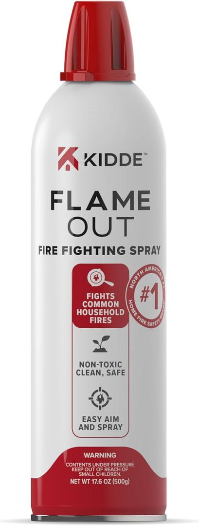 Kidde Flame Out Fire Spray, Extinguishing Aerosol for Home Use, Kitchens, Dorms, Apartments, Compact, Portable & Easy to Use, Non-Toxic, 17.6 oz 1 Pack
