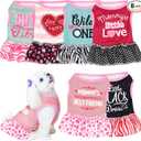 6 Pack Girl Dog Clothes Pet Dress Shirt Female Cute Dog Sundress Puppy Summer Apparel Clothes Outfits with Ruffles for Pets Cats(Large)