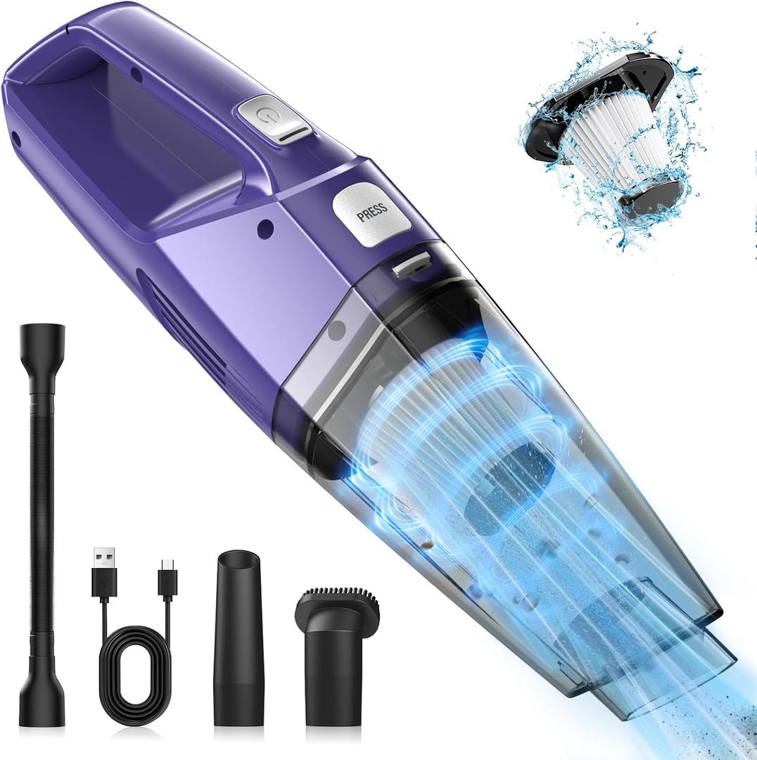 Bossdan Handheld Vacuum Cordless  Car Vac Portable with 8KPA & Multi Accessories & Low Noise, Lightweight Hand Held Vacuum Cordless Rechargeable for Car/Home/Dust/Pet Hair, Mine Portable Vacuum