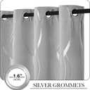 NICETOWN Blackout Curtains 63 inch Length 2 Panels, Silver Grey Window Treatment Thermal Insulated Soundproof Grommet Wave Line Foil Print Design Draperies for Living Room (52 inches Wide)