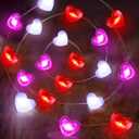 Valentines Decor 10FT 30 LED Valentine's Lights with Timer, Red Pink White Heart Lights String Battery Operated, 8 Modes Valentines Decorations Heart Fairy Lights Romantic Decor Home Bedroom