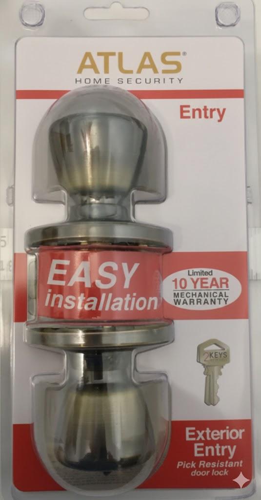 Atlas Tulip Style Exterior Entry Door Knob - Antique Brass - Includes 2 Keys