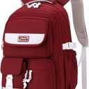 Solid Color Rolling Backpack for Girls Boys Cute Elementary school bag with wheels,Red Trolley Bags for Travel