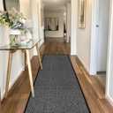 8ft Natural Jute Hallway Runner Rug Non Slip Washable, Rubber Backed Long Black Indoor Entryway Runner, Absorbent Kitchen Carpet Sink Rug